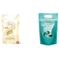 Lindt LINDOR Schokoladen Kugeln weiß, 1kg & LINDOR Schokoladen Kugeln Cocos | 1 kg Beutel, wiederverschließbar | ca. 80 Milch-Schokolade mit Kokosnusscrèmefüllung