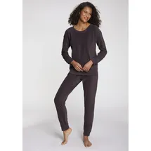 VIVANCE Pyjama VIVANCE DREAMS, Damen, Gr. 40/42, blau (dunkelblau), Frottee, Obermaterial: 80% Baumwolle, 20% Polyester, unifarben, Basic lang, Rundhals, angesetztes Bündchen, Homewear-Sets Pyjama, in schöner Frottee-Qualität