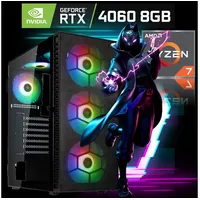 Meinpc RGB 5700X3D RTX 4060 Gaming-PC (AMD Ryzen 7 5700X3D, RTX 4060 8GB, 32 GB RAM, 2000 GB SSD, Luftkühlung, Gaming, Gamer, Ryzen 7 X3D, WiFi, Windows 11 Pro)