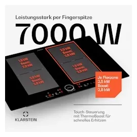 Klarstein Delicatessa 77 Flex Einbaukochfeld Induktion 4 Zonen 7000W Glaskeramik Schwarz