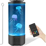 Quallen Lampe, Quallen Aquarium Lampe Quallenlampen mit 7 Farbwechsel mit 4 Lichtmodi Lavalampe Quallen Jellyfish Lamp Bluetooth Lautsprecher Lampe, mit Fernsteuerung für Zuhause Dekoration (Schwarz)