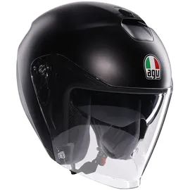 AGV - IRIDES E2206, Motorrad Jet-Helmet, Unisex, Helm mit Kratzfestes Visier mit UV-Schutz, Matt Black, L