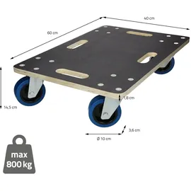 ECD Germany 2er Set Transportroller 40x60 cm bis 800 kg Siebdruckplatte, PP-Räder, Transporthilfe Umzug, Rollbrett Möbelroller Möbel-Transport Möbelhund