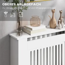 Homcom Heizkörperverkleidung ausziehbar Heizkörperabdeckung mit Ablage, Lamellen, Heizungsabdeckung Heizungsverkleidung Heizkörper Abdeckung 78 x 19 x 81 cm