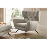 KAWOLA Sessel CHARME Hochlehnsessel Cord steingrau