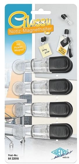 Preisvergleich Produktbild Notizmagnethalter-Set »Glossy« transparent, Wedo, 8.4x4 cm