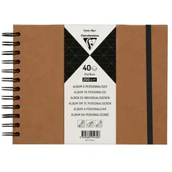 Clairefontaine 3x Album DIY zum Personalisieren, 40 Blatt Kraftpapier 200g im Format 21x16 cm, Umschlag aus Kraftkarton - Kartonbraun 95432C