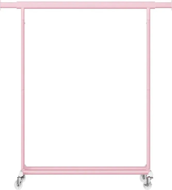 Ochama Mobiler Garderobenständer, mit flexibler Kleiderstange, bis 100 kg belastbar, 45 x (92-132) x 161,5 cm, rosa