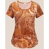 Madeleine Sommerliches Shirt mit Alloverprint", in cognac wollweiß), | Gr.: 42,