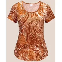 Madeleine Sommerliches Shirt mit Alloverprint", in cognac wollweiß), | Gr.: 42,