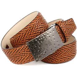 Ledergürtel ANTHONI CROWN, Damen, Gr. 100, braun (hellbraun), Leder, unifarben, casual,klassisch, Gürtel, mit auffälliger Wappenschließe