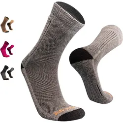 Alpaka Merino Wandersocken: ANDANTE Gepolsterte Trekking Thermosocken Unisex. grau 47/50