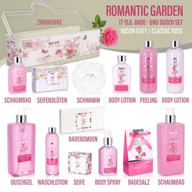 Brubaker Cosmetics Bade- und Dusch Set Rosen Duft - Beauty Geschenkset in Vintage Geschenkbox