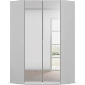 otto home Eckkleiderschrank OTTO HOME "Kleiderschrank Schrank Ankleidezimmer Schlafzimmer Garderobe AGORDO", grau (seidengrau), B:117cm H:229cm T:117cm, Holzwerkstoff, Schränke, Eckkleiderschrank, mit Spiegeltüren, voll ausgestattet mit viel Stauraum MADE IN