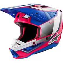 Alpinestars S-M5 Sail 2024 Motocross Helm, weiss-pink-blau, Größe 2XL für Männer