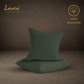 LAVEA Bettwäsche Set Jasmin Olivgrün 135 x 200 cm + 80 x 80 cm