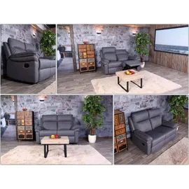 MCW 2er Kinosessel MCW-L94, Relaxsessel Fernsehsessel Sofa, Armlehne Liegefunktion Nosagfederung Stoff/Textil ~ dunkelgrau