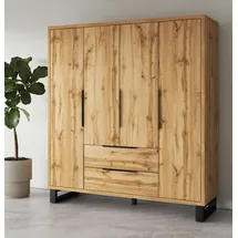 Home Affaire Drehtürenschrank HOME AFFAIRE "Bronne,Breite 191 cm, Wäscheschrank inclusive Innenausstattung", braun (wotan eiche), B:191cm H:210cm T:60cm, ABS-Kunststoff, Dekorfolie, FSC-zertifizierter Holzwerkstoff, Metall, Schränke, Drehtürenschrank, Kleiderschrank,