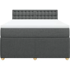 vidaXL Boxspringbett mit Matratze Dunkelgrau 140x200 cm Stoff