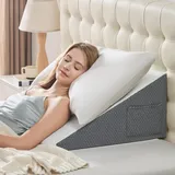 Keilkissen zum Schlafen – 60 x 60 x 25 cm, Keilkissen für Kopfbrett, dreieckiges Kissen, Memory Foam Wedges für Acid Reflux, Gerd, Schnorcheln, Post Surgery Back Pain Relief, Beinerhöhung, waschbarer
