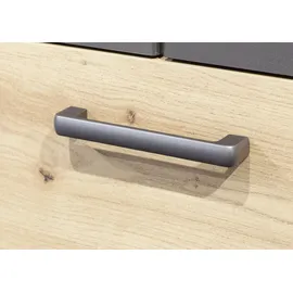 Rauch Drehtürenschrank RAUCH "Kleiderschrank Schrank Garderobe Wäscheschrank BARI mit Spiegel", grau (graumetallic, eiche artisan), B:225cm H:210cm T:54cm, Holzwerkstoff, Schränke, Drehtürenschrank, mit Schubasten außen, moderner Griff in Graumetallic MADE IN