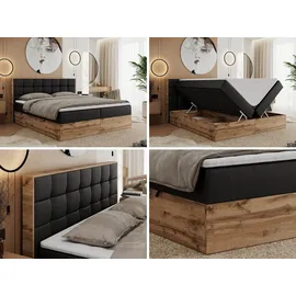 MKS Meble MKS Boxbett, Schwarz, Textil, 2-Sitzer, H4, 7-Zonen, Rechteckig, 180x200 cm, Schlafzimmer, Betten, Boxspringbetten