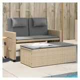 furnicato Gartenbank Verstellbar 110 x 60 x 85 cm Beige
