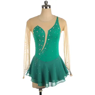 JTKDL Eiskunstlauf Kleid Angepasst Wettbewerb Ice Skating Rock Für Mädchen Frauen Kinder Patinaje Gymnastik Leistung,MalachiteGreen-L