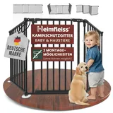 Heimfleiss® Kaminschutzgitter Baby mit Sicherheitsverschluss | Ofenschutzgitter für Kinder & Hunde | Kamingitter Kinderschutz aus Stahl | Universal nutzbar als Ofengitter, Treppengitter & Türgitter