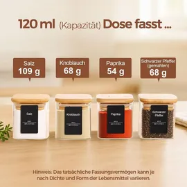 luxuskollektion 16 Glasgewürzdosen M.bambusdeckel 113ml+275 Etiketten