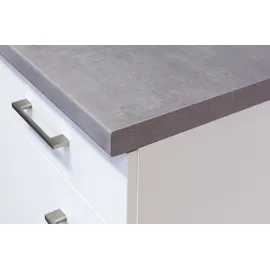 Flex-Well Küchenzeile Kopenhagen 210 cm Weiß matt - Beton Grau