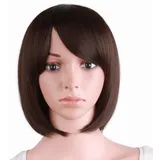 MapofBeauty 12"/30cm Kurze Glatte Haare Weibliche Rollenspiel BOB Perücke (Dunkel Braun)
