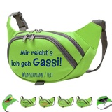 Mir reicht ́s ich GEH Gassi Bauchtasche Leckerlietasche Gassitasche zum selbst gestalten mit Wunschname (Grün)