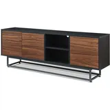 [en.casa] Boxholm Lowboard 160 x 30 x 56,5 cm Schwarz/Walnussoptik Spanplatte/Metall