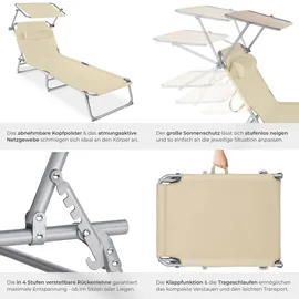 Tectake Chloé Sonnenliege 190 x 68 x 65 cm Beige