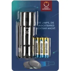 UV-Taschenlampe zur 3-Euro Serie "Leuchtende Meereswelten" + Batterien