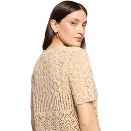 Cartoon Strickjacke mit Ajour-Muster Beige 44