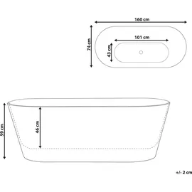 Beliani Kollpa Freistehende Badewanne 160 x 74 cm