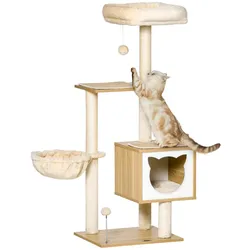 PawHut Katzenkratzbaum Spanplatte, Sisal, Kurzplüsch
