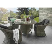 Destiny MALAGA LUNA«, (Set, 5 tlg., 1 Tisch, 4 Sessel), Ø 100x75cm) Alumninium, Polyrattan, grau