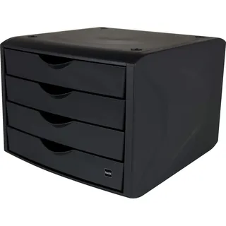 Helit Schubladenbox the green chameleon schwarz H6429595, DIN A4 mit 4 Schubladen