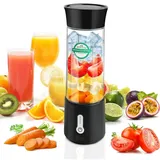 OKWISH 500ml Tragbarer Mixer für Smoothies und Shakes,Mixer Smoothie Maker To Go,Mini Standmixer Tragbar mit 6-Klingen Edelstahl,Wiederaufladbarem... - Schwarz