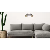 GLOBO Wandleuchte Wandlampe verstellbar Gitter Spotleuchte Holzlampe grau L