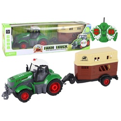 LEAN Toys Spielzeug-Traktor Ferngesteuert Traktor Landmaschinen Anhänger Fahrzeug Bauer Spielzeug grün