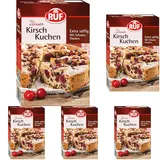 RUF Kirschkuchen, Backmischung für einen saftigen Rührkuchen mit Früchten und Schokoflocken (Packung mit 5)