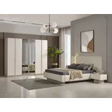 Xlmoebel Komplettschlafzimmer Schlafzimmermöbel in Holzoptik mit Bett und Kleiderschrank, (4-tlg., Bett + 2x Nachttische + Kleiderschrank), Hergestellt in Europa weiß
