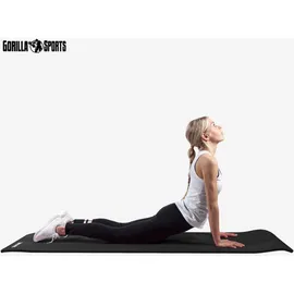 Gorilla Sports GORILLA SPORTS® Yogamatte - 190x100x1,5 cm, mit Tragegurt, - Rutschfest, Schwarz - Gymnastikmatte, Fitnessmatte, Sportmatte, Trainingsmatte, Übun... - Schwarz