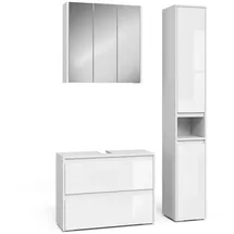 Vicco Badmöbel-Set Majest 3-tlg. Weiß/Weiß Hochglanz