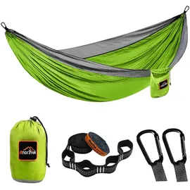 anortrek Outdoor Hängematte 2 Personen 300x200 cm [249kg Tragkraft] Ultraleicht – Camping-Zubehör mit Baumgurten, Atmungsaktive Nylon Reisehängematte für Wanderung & Garten