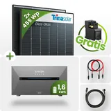 910Wp Balkonkraftwerk 1,6kWh Speicher Anker Solarbank 2 ‚Äì 2x445Wp Trina Black Fr...